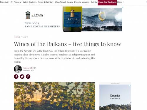 novost dekanter objavio tekst o vinima balkana vinski magazin vino fino