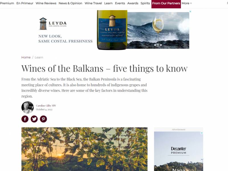 novost dekanter objavio tekst o vinima balkana vinski magazin vino fino